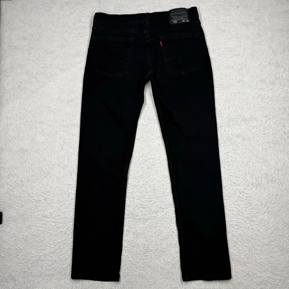 Levi's 511 Jeans Black Denim Slim Fit Straight Leg Stretch 5-Pocket Men's 32x30
